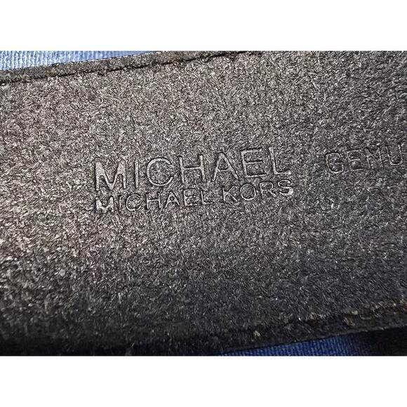 NEW MICHAEL KORS LG 36-37" 2" Wide O-Ring Belt Black Leather 552651 Logo Buckle - Picture 5 of 8